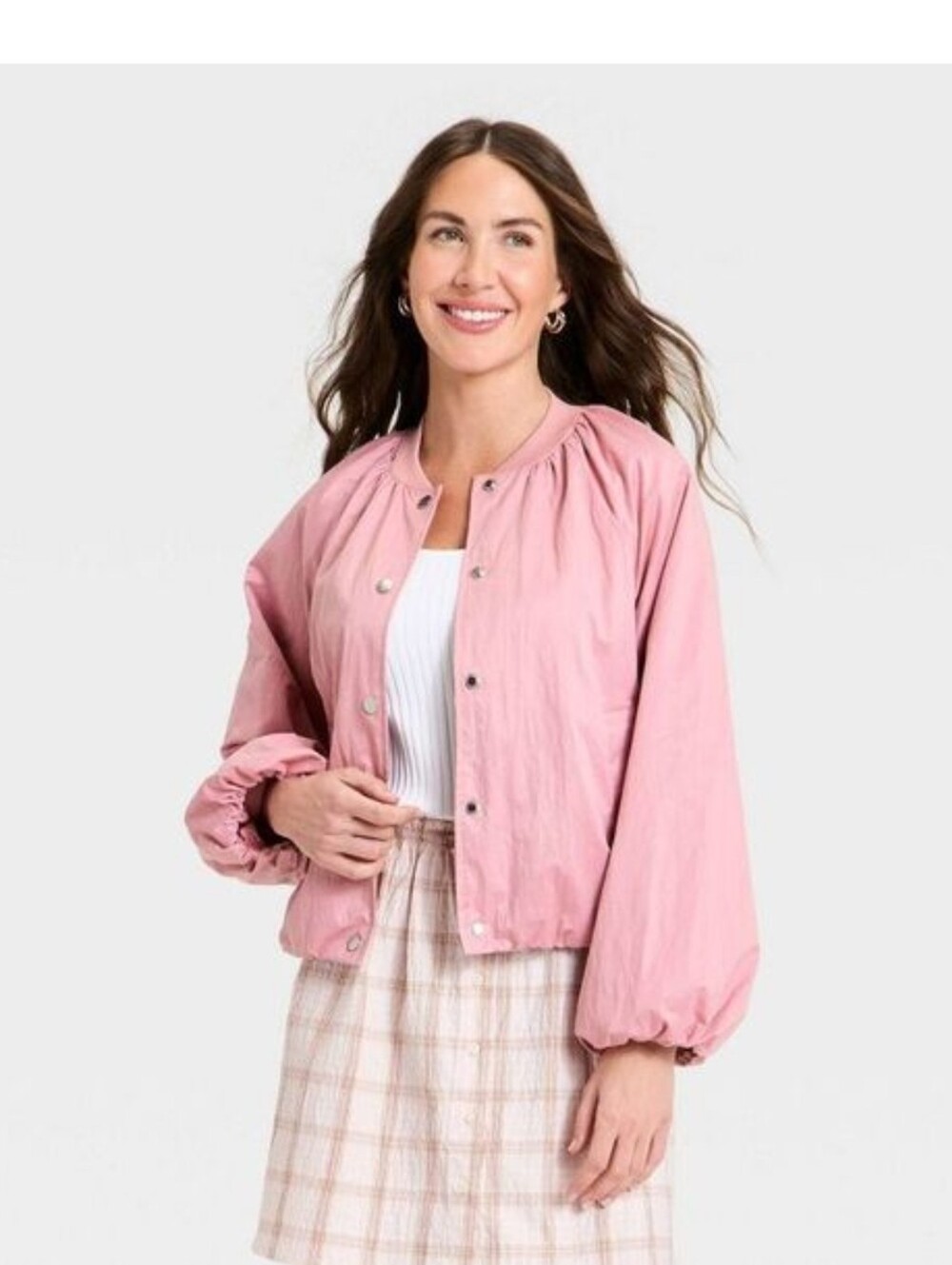A New Day Women's Lightweight Bomber Jacket Light Pink Size XL